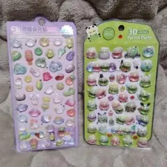 3D立体シール２枚セット　小鳥　シマエナガ