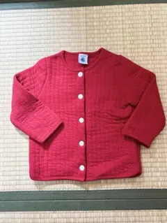 プチバトー　赤のキルティングカーディガン 18m