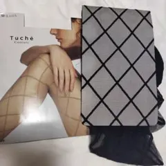 Tuché ダイヤモンドパターン ストッキング M-L ブラック