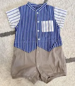 BRANSHES ストライプ　ドッキング　ロンパース 半袖 80