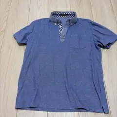 COMME CA MEN ポロシャツ 半袖 ボタンダウン ブルー　Mサイズのサムネイル