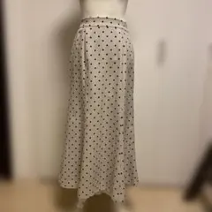 earth music&ecology ドット柄ロングスカートM ベージュ水玉