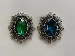 DIY用 キラキラ ポムストーンチャーム アクセサリーパーツ2個セット A002