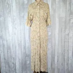 ZARA　花柄ロングワンピース　M　総柄　リバティ柄　Aライン　細見えシルエット