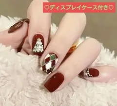 ネイルチップ　秋冬ネイル　クリスマス　くまちゃん