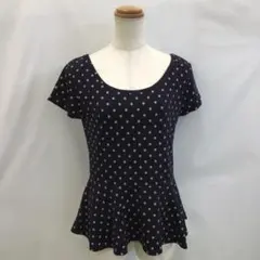 T165NレディースフリルTシャツ黒M春夏ドットVertDense 10/7