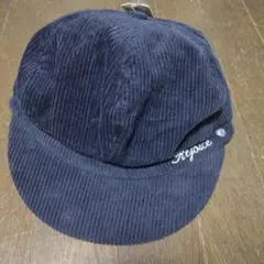 リブ素材 ネイビーキャップ Rejoice　フリーサイズ！