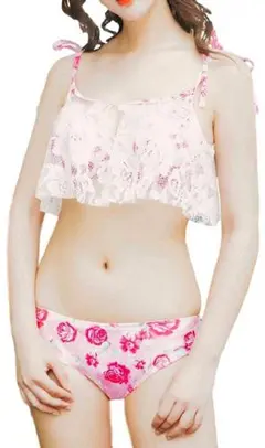 水着 レディース バンドゥ ビキニ 可愛い 花柄 セパレート