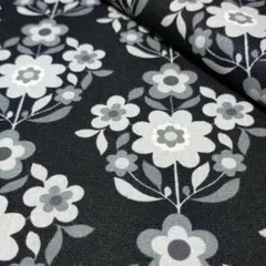 ✿北欧調シンメトリーブーケ<キャンバス> 生地 布 はぎれ[黒]