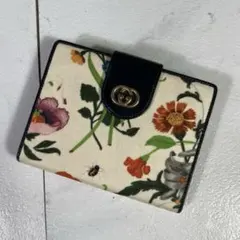 オールドグッチ GUCCI フローラ キャンバス レザー 二つ折り財布 がま口のサムネイル