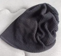 ブラックリブ編みニット帽
