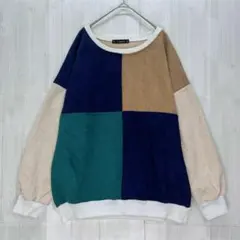 ZAFUL フェイクスエード マルチカラートレーナー　スウェット　M