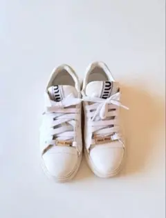 miumiu⭕️ビジュー パテントレザー 厚底 スニーカー クリスタル 35.5 