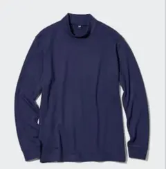 UNIQLOストレッチドライモックネックT(長袖)M ネイビー