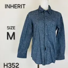 INHERIT レギュラーカラー シャツ 長袖 シャツ ネップ調 H352のサムネイル