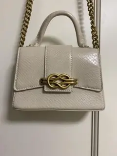 ZARA ベージュ ショルダーバッグ 合成皮革 ゴールド金具