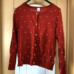 HERE’S カーディガン　レトロ　赤　ドット