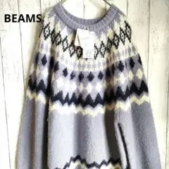 【未使用・タグ付き】BEAMS 3ゲージ シャギー ノルディッククルーニット S