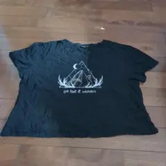 SHEIN CURVE ブラックTシャツ get lost & wander