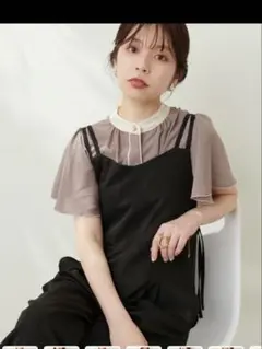 ★新品タグ付き。ナチュラルクチュール バイカラーブラウス