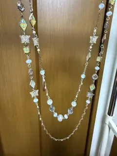 ✽未使用品✽axes femme ロングネックレス 蝶 ビーズ ゴールド系