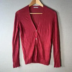 【theory luxe】リネンレーヨンVネックニットカーディガン(38)レッドのサムネイル