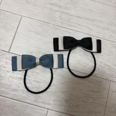 ストライプリボンヘアゴム2個セット
