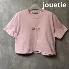 【人気】jouetie ジュエティ / ピンク 刺繍 カットオフ Tシャツ
