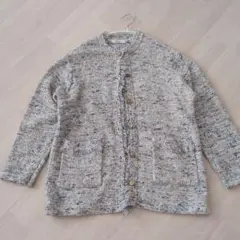 レリューム　ミックスカラーついーど調ニットフリンジカーディガン♥