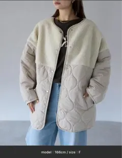 TRIANGLEPALETTE ボア切り替えキルトジャケットキルティングブルゾン