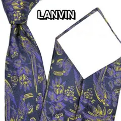 LANVIN ランバン ネクタイ 古着 鳥 刺繍 ブラック パープル ゴールド