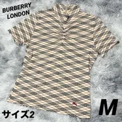 バーバリーロンドン　半袖カットソー　バックジップ　モックネック　ノバチェック　Mのサムネイル
