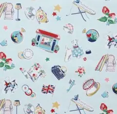 487.大特価❗️キャスキッドソン綿シーチング生地　アイコン柄