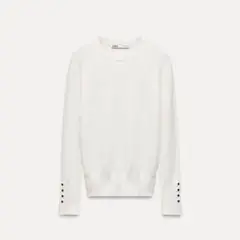 ZARA ザラ ベーシックプレーンニットセーター エクリュ Lサイズ