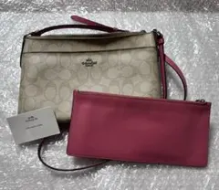 COACH コーチ シグネチャー ショルダーバッグ ポーチ付き