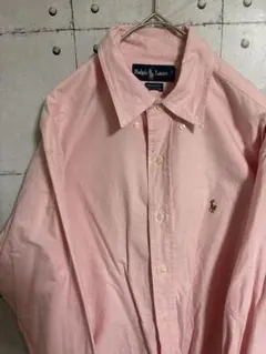 90s Ralph Lauren ピンク ボタンシャツ 古着　ラフルローレン