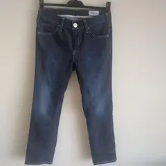 SOMETHING 花柄ボタン ブルー スキニーデニム(クロップド) S