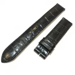 2111#19mm-16mmダークアッシュ☆本物クロコダイルベルト☆スイス製