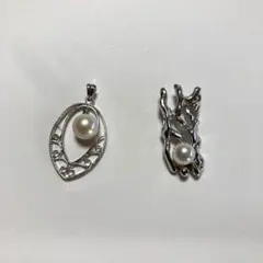 ペンダントトップ　シルバーパール　2個セット