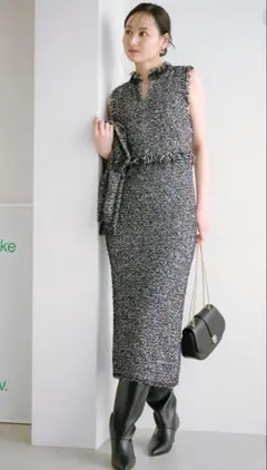 SHN0244114 ノースリーブロングワンピース 00 ブラック系