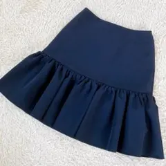 美品✨フォクシーニューヨーク ギャザースカート 40 濃紺 ひざ丈 2019