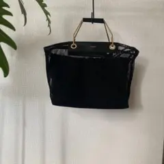 VIOLA d'ORO メッシュトートバッグ　ブラック×ゴール
