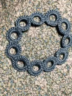 ハンドメイド　レース編み　ブレスレット　ブルー