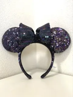 ディズニー　カチューシャ　ミニー　スパンコール　黒