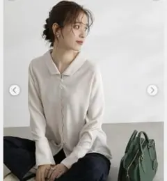 ガルーダドビーフロントボタンVカラーブラウス N. Natural Beauty