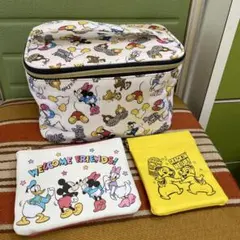 ディズニー　ミッキー　ミニー　ドナルド　バニティポーチ3点セット　未使用