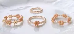 『No.93』 キャラメル② ビーズ リング 指輪 ハンドメイド 韓国 お花