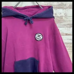 【STUSSY】人気デザイン‼︎　刺繍　SSリンクロゴ　バイカラー　パーカー