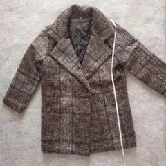 ブラウン系チェック柄ダブルブレストジャケット