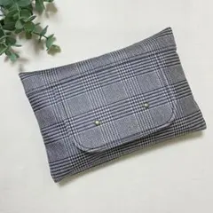 グレンチェック 携帯用ウエットティッシュケース/後ろティッシュケース付